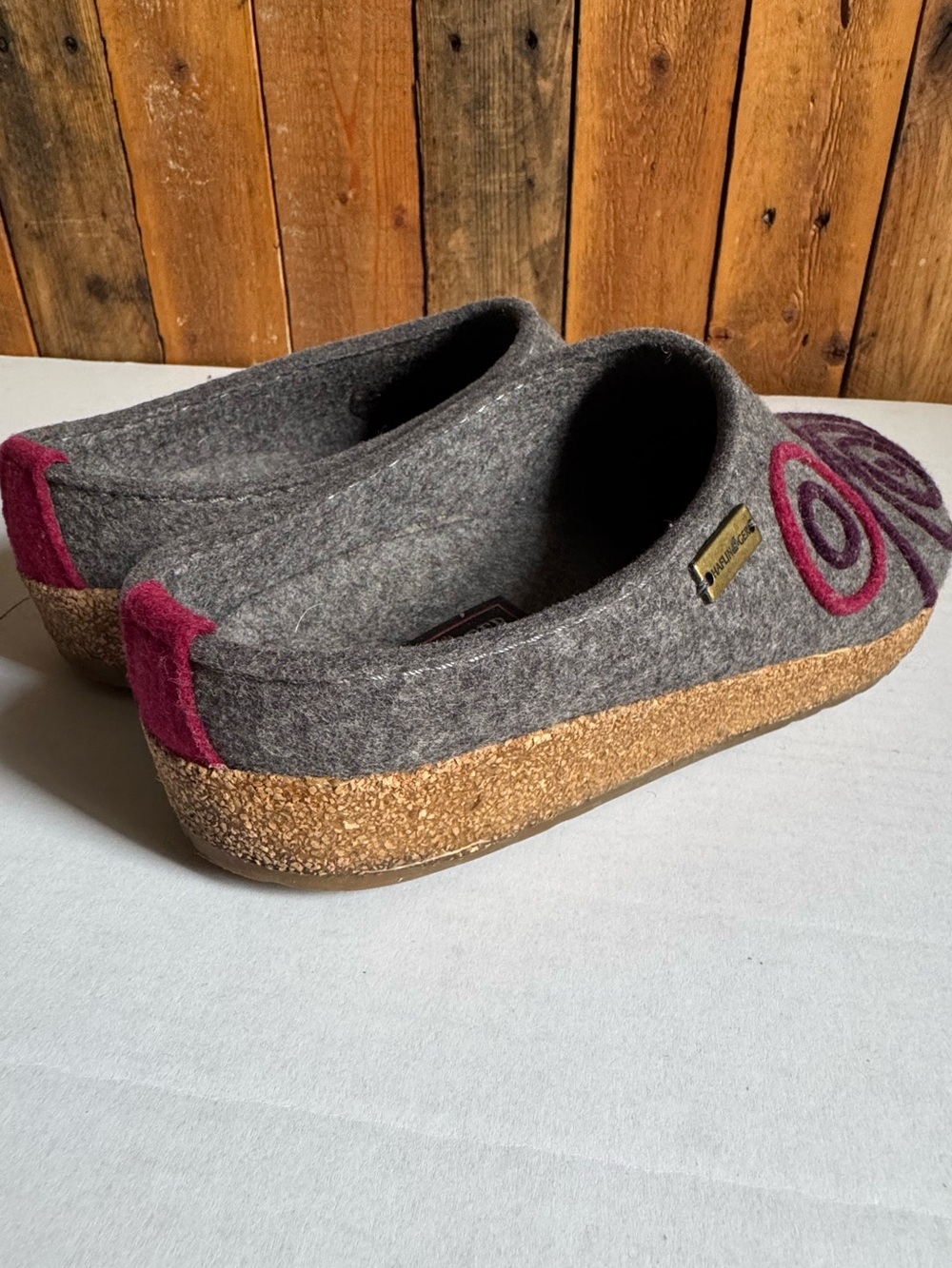 Haflinger Wool Clogs with Pink Purple Circles - Picture 11 of 15